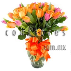 bouquet tulipanes y rosas Archivos - Florería conflores