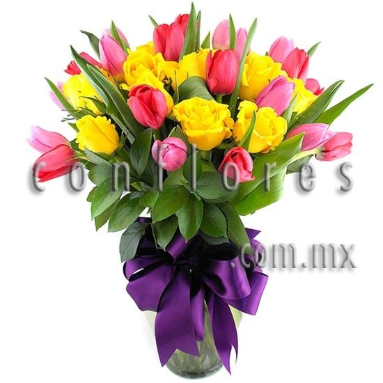  Arreglo con Flores Rosas Amarillas Buenos Dias - Florería conflores