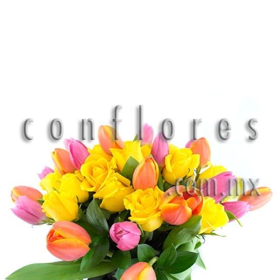 Arreglo con Flores Tulipanes Rosa Gratitud - Florería conflores