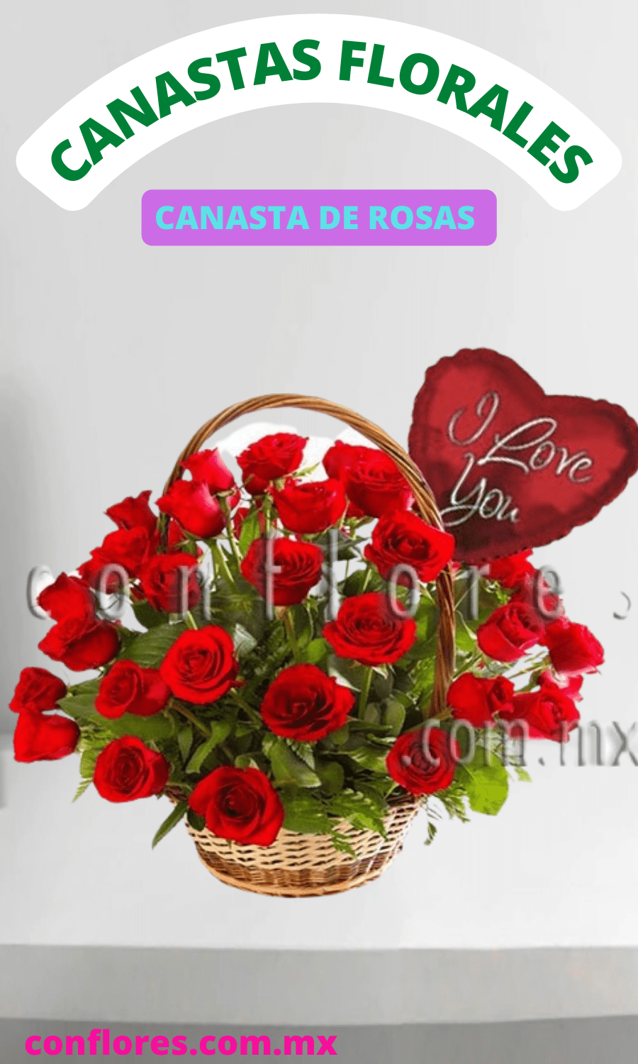 Envía Flores Canasta de Rosas Rojas - Florería conflores