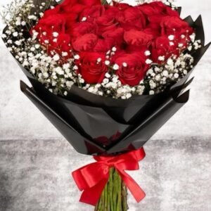 Envia 24 Rosas Rojas y Gipso