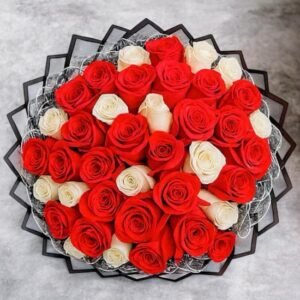 50 Rosas Rojas y Blancas a Domicilio