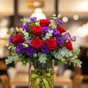 Lisianthus Morados y Rosas Rojas CDMX