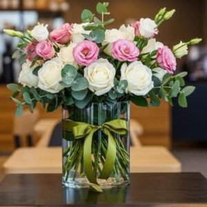 Lisianthus Rosa y Rosas Blancas CDMX