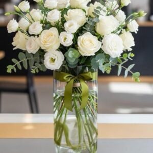 Lisianthus Blancos y Rosas Blancas CDMX