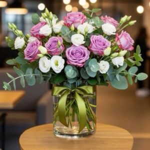 Lisianthus Blancos y Rosas Moradas CDMX