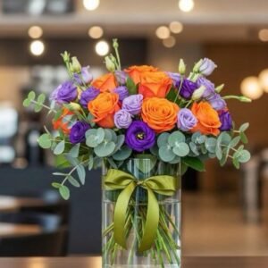 Lisianthus Morados y Rosas Naranjas CDMX