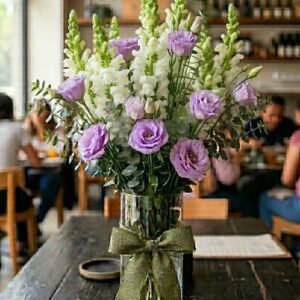 Perritos Blanco y Lisianthus
